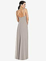 Rear View Thumbnail - Taupe Adjustable Strap Wrap Bodice Maxi Dress with Front Slit 