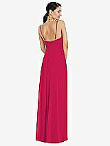 Rear View Thumbnail - Vivid Pink Adjustable Strap Wrap Bodice Maxi Dress with Front Slit 