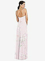 Rear View Thumbnail - Watercolor Print Adjustable Strap Wrap Bodice Maxi Dress with Front Slit 