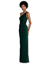 Side View Thumbnail - Evergreen One-Shoulder Twist Draped Maxi Dress