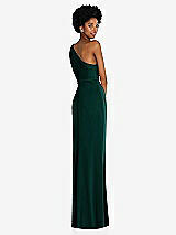 Rear View Thumbnail - Evergreen One-Shoulder Twist Draped Maxi Dress