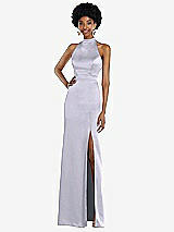 Rear View Thumbnail - Silver Dove High Neck Backless Maxi Dress with Slim Belt