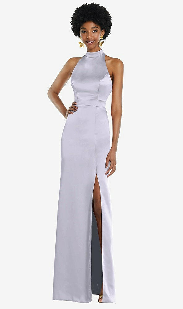 Back View - Silver Dove High Neck Backless Maxi Dress with Slim Belt