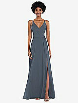 Front View Thumbnail - Silverstone Faux Wrap Criss Cross Back Maxi Dress with Adjustable Straps