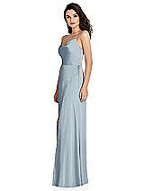 Side View Thumbnail - Mist Cowl-Neck A-Line Maxi Dress with Adjustable Straps