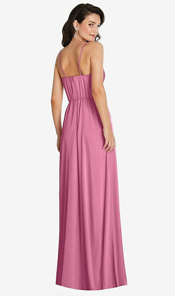 Back View - Orchid Pink Cowl-Neck A-Line Maxi Dress with Adjustable Straps