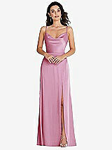 Front View Thumbnail - Powder Pink Cowl-Neck A-Line Maxi Dress with Adjustable Straps