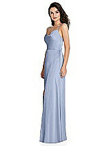 Side View Thumbnail - Sky Blue Cowl-Neck A-Line Maxi Dress with Adjustable Straps