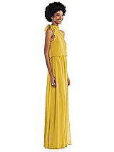 Side View Thumbnail - Marigold Scarf Tie High Neck Blouson Bodice Maxi Dress with Front Slit