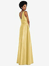 Rear View Thumbnail - Maize Jewel-Neck V-Back Maxi Dress with Mini Sash
