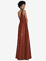 Rear View Thumbnail - Auburn Moon Jewel-Neck V-Back Maxi Dress with Mini Sash