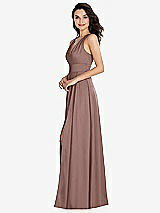 Side View Thumbnail - Sienna Shirred Shoulder Criss Cross Back Maxi Dress with Front Slit