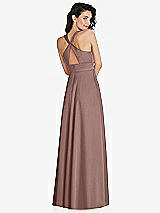 Rear View Thumbnail - Sienna Shirred Shoulder Criss Cross Back Maxi Dress with Front Slit