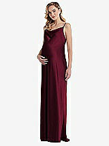Front View Thumbnail - Cabernet Cowl-Neck Tie-Strap Maternity Slip Dress