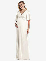 Front View Thumbnail - Ivory Flutter Bell Sleeve Empire Maternity Dress