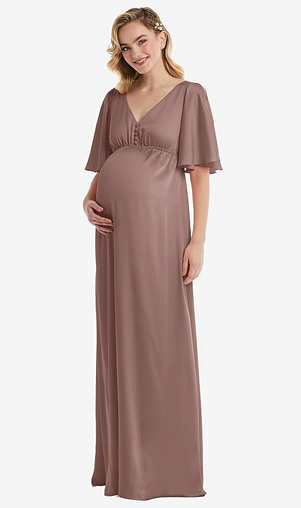 Front View - Sienna Flutter Bell Sleeve Empire Maternity Dress
