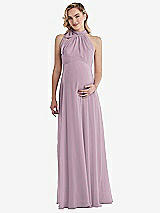 Front View Thumbnail - Suede Rose Scarf Tie High Neck Halter Chiffon Maternity Dress