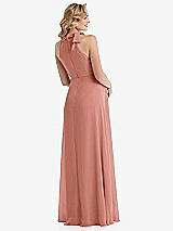 Rear View Thumbnail - Desert Rose Scarf Tie High Neck Halter Chiffon Maternity Dress