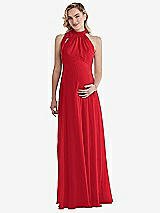 Front View Thumbnail - Parisian Red Scarf Tie High Neck Halter Chiffon Maternity Dress