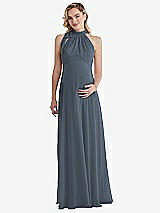 Front View Thumbnail - Silverstone Scarf Tie High Neck Halter Chiffon Maternity Dress