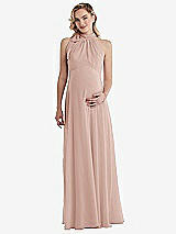 Front View Thumbnail - Toasted Sugar Scarf Tie High Neck Halter Chiffon Maternity Dress