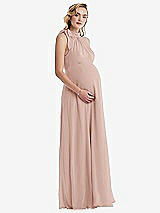 Side View Thumbnail - Toasted Sugar Scarf Tie High Neck Halter Chiffon Maternity Dress