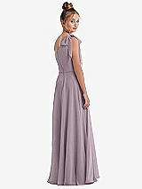 Rear View Thumbnail - Lilac Dusk One-Shoulder Scarf Bow Chiffon Junior Bridesmaid Dress
