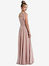 Rear View Thumbnail - French Blue One-Shoulder Scarf Bow Chiffon Junior Bridesmaid Dress