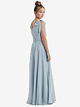 Rear View Thumbnail - Mist One-Shoulder Scarf Bow Chiffon Junior Bridesmaid Dress