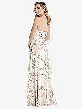 Rear View Thumbnail - Blush Garden Cuffed Strapless Maxi Dress with Front Slit