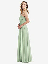Side View Thumbnail - Celadon Cuffed Strapless Maxi Dress with Front Slit