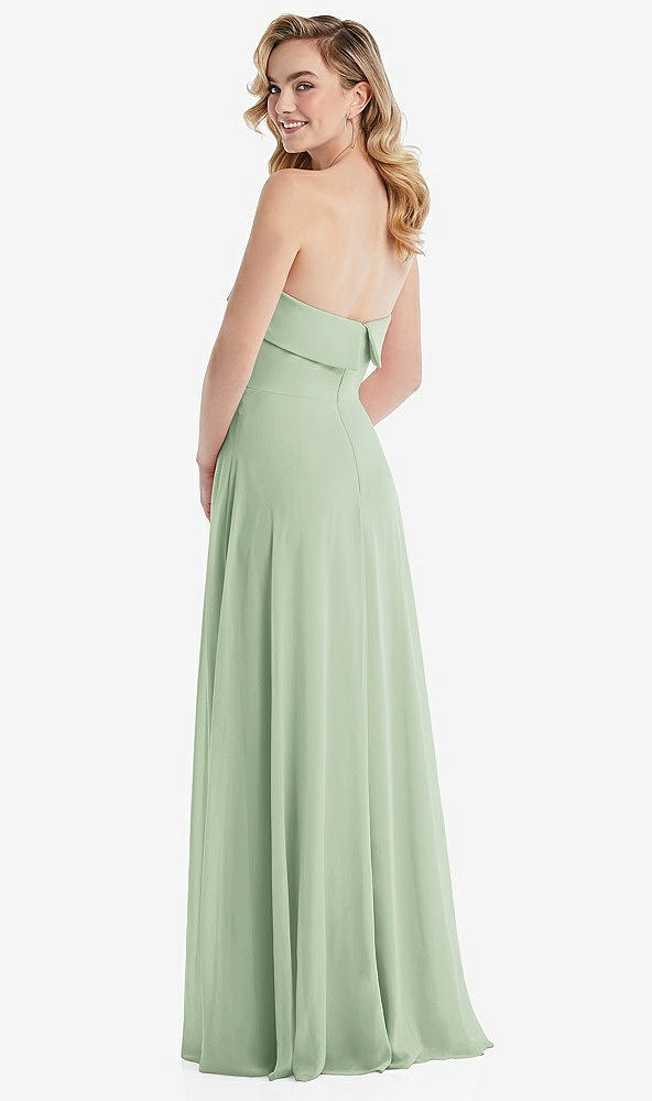 Back View - Celadon Cuffed Strapless Maxi Dress with Front Slit