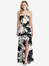 Front View Thumbnail - Noir Garden Cuffed Strapless Maxi Dress with Front Slit