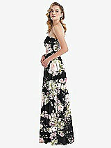Side View Thumbnail - Noir Garden Cuffed Strapless Maxi Dress with Front Slit