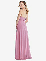 Rear View Thumbnail - Powder Pink Cuffed Strapless Maxi Dress with Front Slit