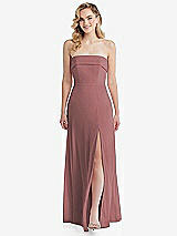 Front View Thumbnail - Rosewood Cuffed Strapless Maxi Dress with Front Slit