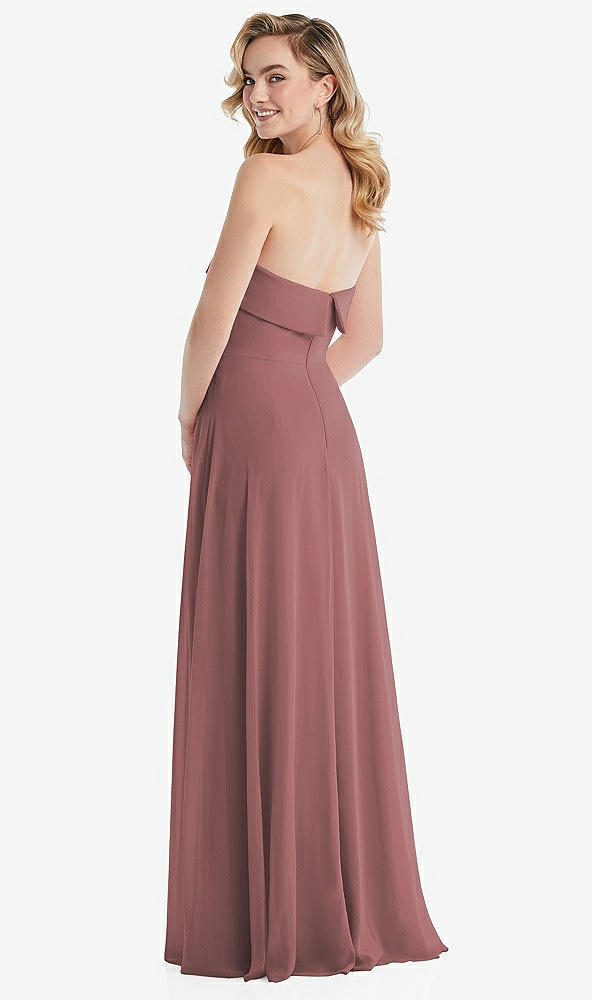 Back View - Rosewood Cuffed Strapless Maxi Dress with Front Slit