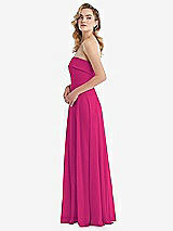 Side View Thumbnail - Think Pink Cuffed Strapless Maxi Dress with Front Slit