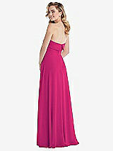 Rear View Thumbnail - Think Pink Cuffed Strapless Maxi Dress with Front Slit