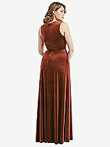 Rear View Thumbnail - Auburn Moon Deep V-Neck Sleeveless Velvet Maxi Dress with Pockets