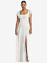 Alt View 1 Thumbnail - Spring Fling Flutter Sleeve Scoop Open-Back Chiffon Maxi Dress
