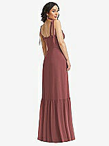 Rear View Thumbnail - English Rose Tie-Shoulder Corset Bodice Ruffle-Hem Maxi Dress