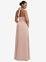 Rear View Thumbnail - Toasted Sugar High-Neck Tie-Back Halter Cascading High Low Maxi Dress