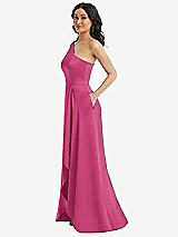 Side View Thumbnail - Tea Rose One-Shoulder High Low Maxi Dress with Pockets