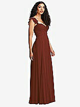 Side View Thumbnail - Auburn Moon Shirred Cross Bodice Lace Up Open-Back Maxi Dress with Flutter Sleeves