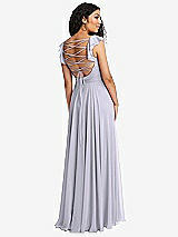 Front View Thumbnail - Silver Dove Shirred Cross Bodice Lace Up Open-Back Maxi Dress with Flutter Sleeves