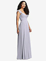 Side View Thumbnail - Silver Dove Shirred Cross Bodice Lace Up Open-Back Maxi Dress with Flutter Sleeves