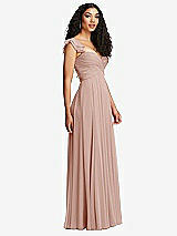 Side View Thumbnail - Toasted Sugar Shirred Cross Bodice Lace Up Open-Back Maxi Dress with Flutter Sleeves
