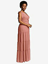 Alt View 2 Thumbnail - Desert Rose Bow-Shoulder Faux Wrap Maxi Dress with Tiered Skirt