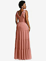 Alt View 3 Thumbnail - Desert Rose Bow-Shoulder Faux Wrap Maxi Dress with Tiered Skirt